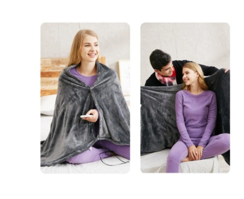 Rechargeable Heated Fleece Blanket – Portable Electric Throw for Home & Travel