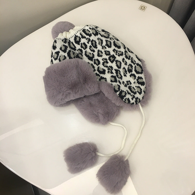 Leopard Print Knitted Earmuffs