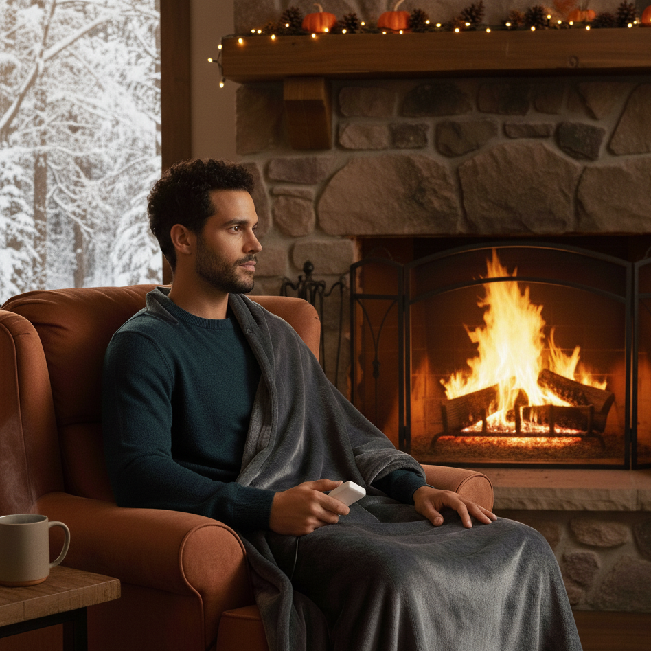 Rechargeable Heated Fleece Blanket – Portable Electric Throw for Home & Travel