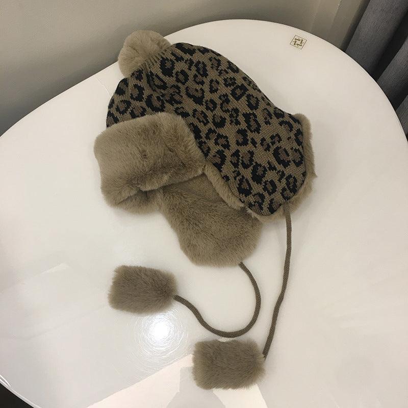 Leopard Print Knitted Earmuffs